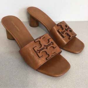 Tory Burch INES Brown Leather Mule with HEEL size 7